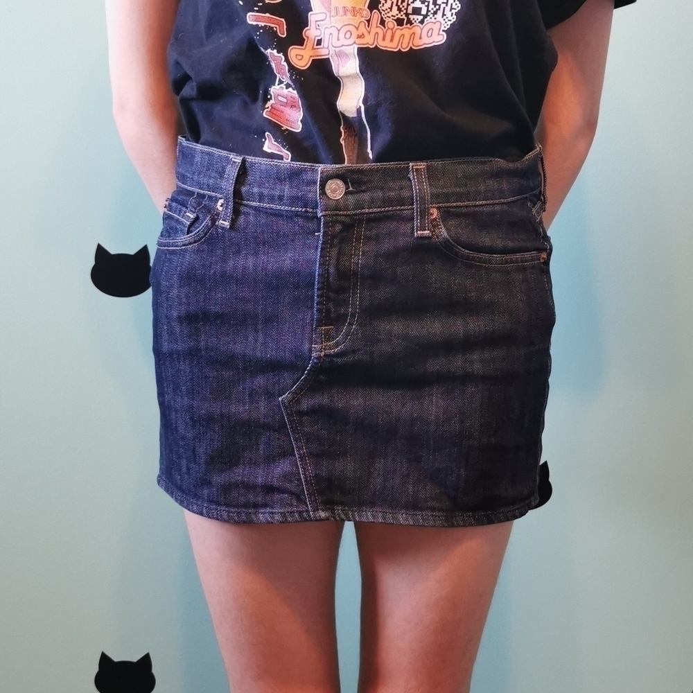7 For All Mankind Denim Miniskirt Darkwash 29